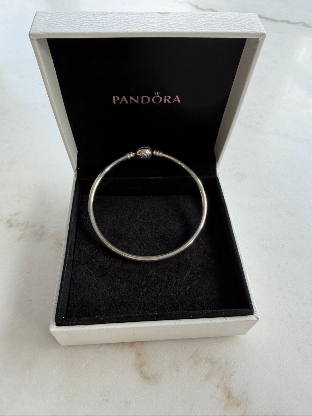 Pandora Silver Bangle Bracelet - Classic Round Clasp